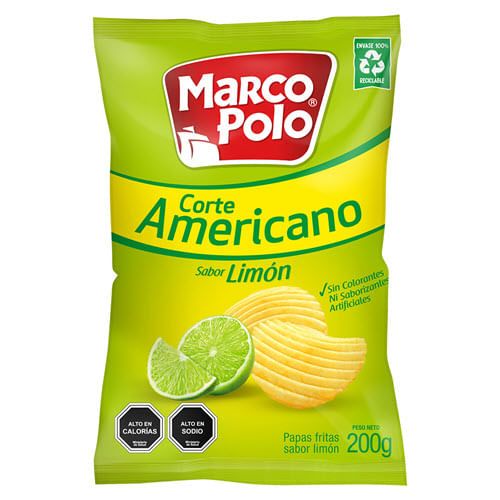 PAPAS FRITAS CORTE AMERICANO LIMÓN  200 G